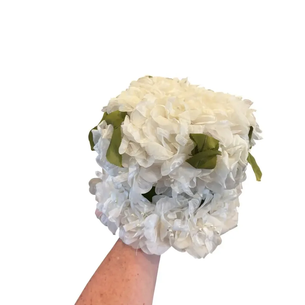 Vintage White Floral Hat Bridal Garden Party Tea Cottagecore Small